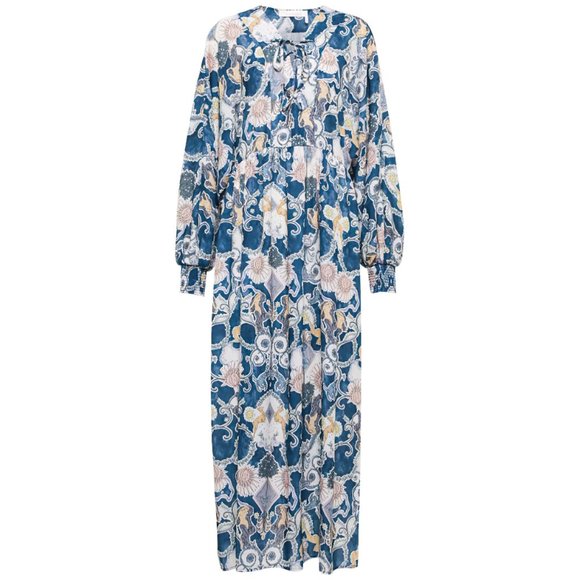 See By Chloé Women's Lovers Print Long Sleeve Midi Floral Dress Blue - Picture 10 of 12